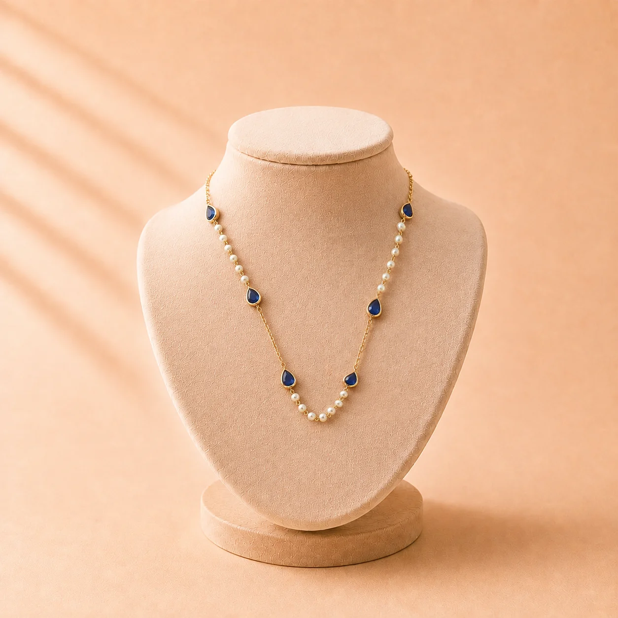 Blue Gemstone & Pearl Necklace